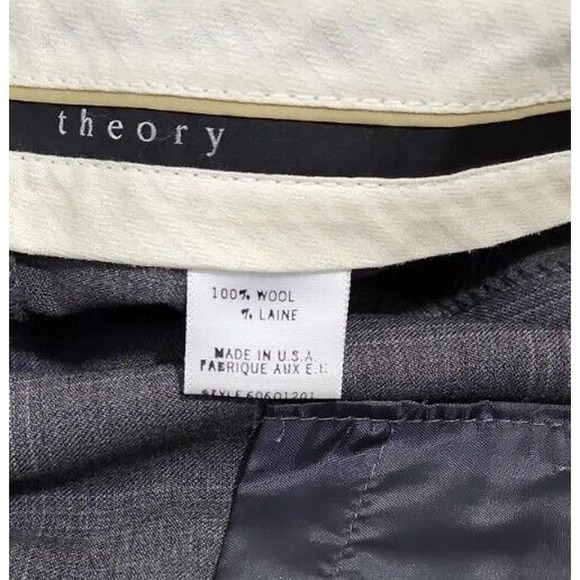 Theory Womens Gray Windowpane Dress Pants RN# 98406 Size 4 Workwear Slacks USA - Picture 6 of 12